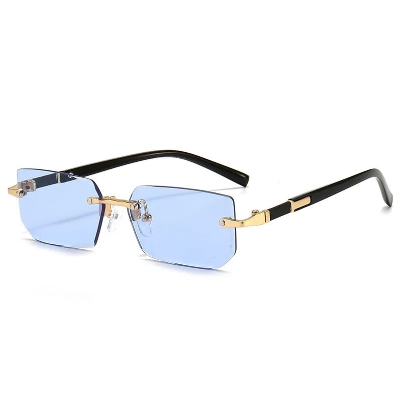 Clear View Rimless Rectangle Sunglasses for Men and Women