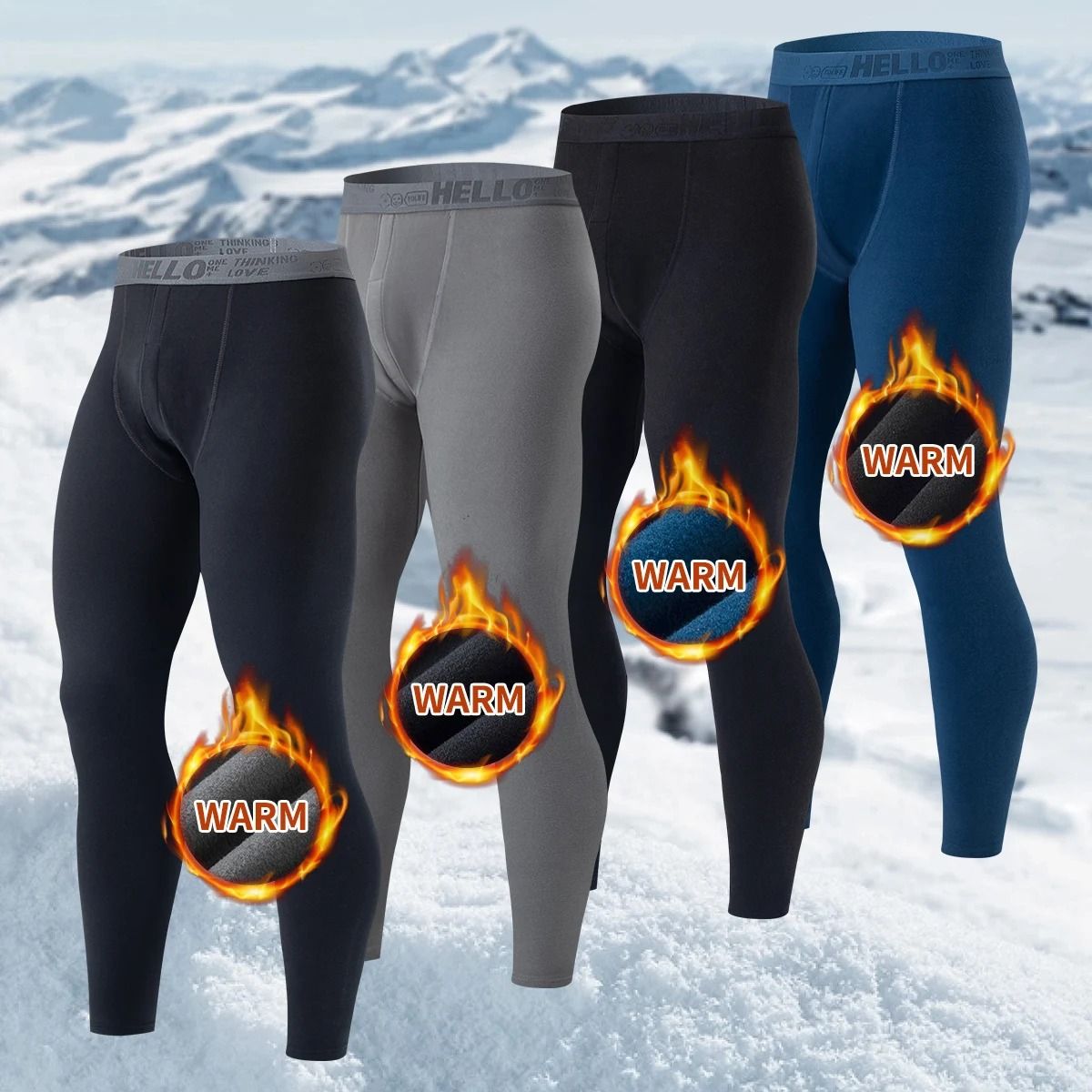 Mens Warm Pants Slim Fit Winter Leggings Soft Comfortable Plus Size