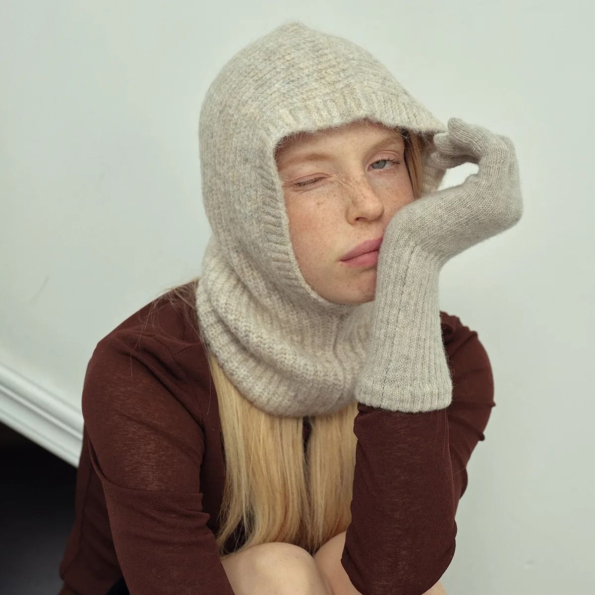 Cashmere and Alpaca-Touch Thermal Balaclava Hood