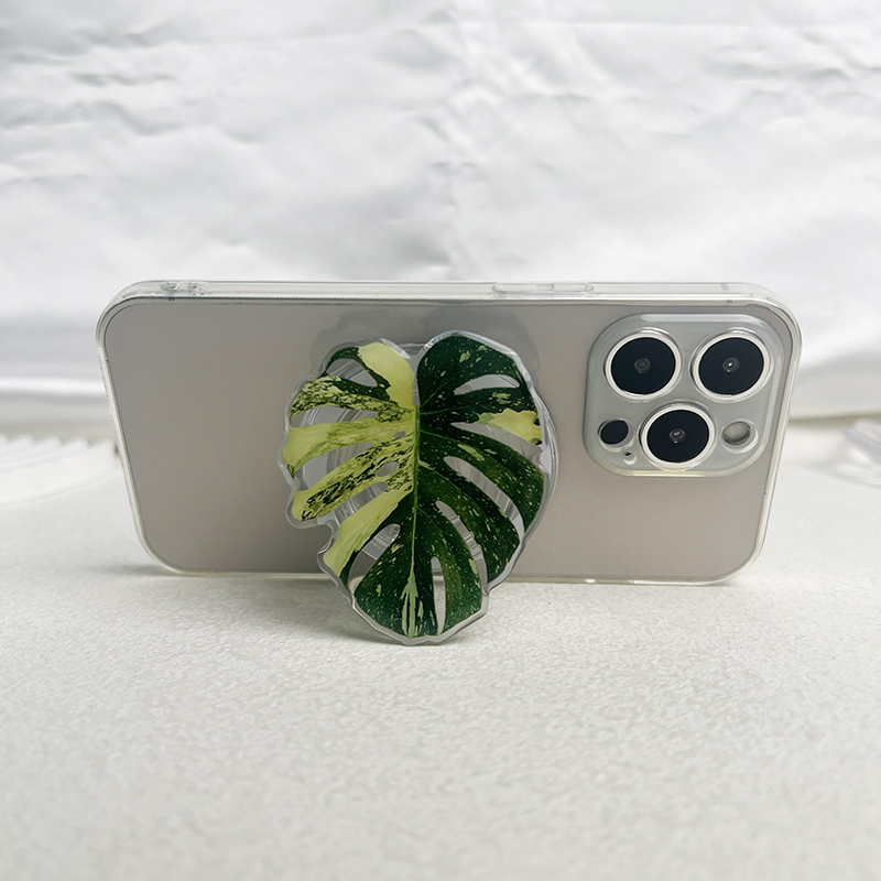 Magnetic Plant Leaf Folding Mobile Phone Grip Holder Socket, Pocket Support for Magsafe iPhone, Samsung Mac Safe