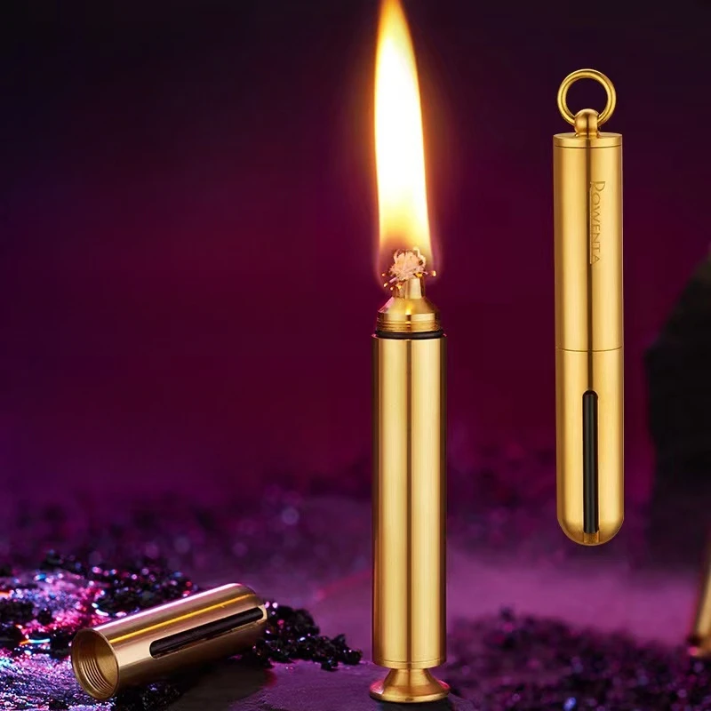 Premium Mini Keychain Copper Kerosene Lighter Waterproof, Refillable, Portable Flame