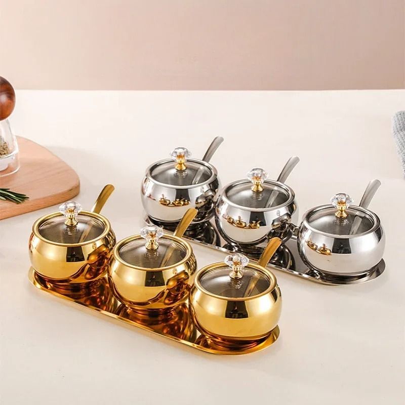 Gold & Silver Stainless Steel Luxury Condiment Set