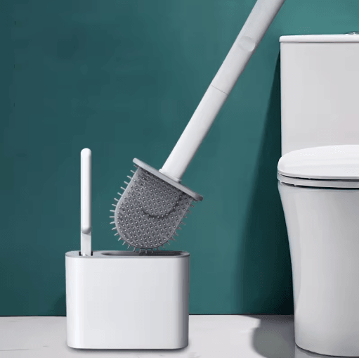 Silicone Toilet Brush Set – Flat Head Flexible Wall-Mounted Toilet Bowl Cleaner