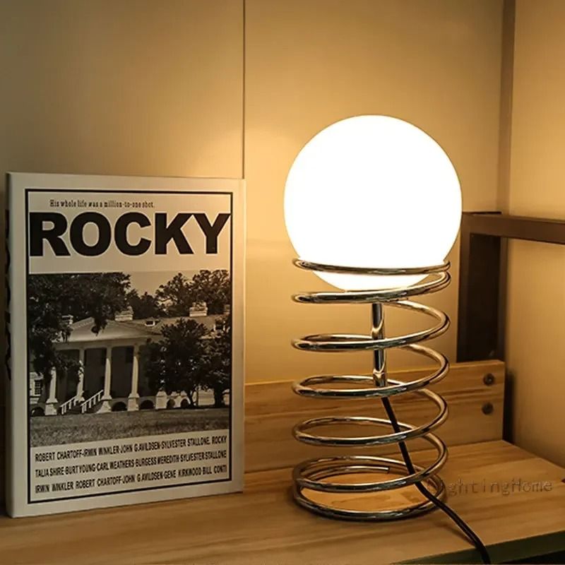 Bauhaus Spring Vintage Nordic Table Lamp with Glass Shade for Living Room or Bedroom