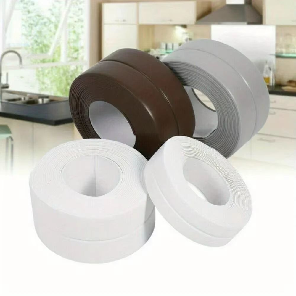PVC Waterproof Sealing Tape 3.28 ft / 10.50 ft – Self-Adhesive Bathroom Sink, Shower and Bathtub Seal Strip