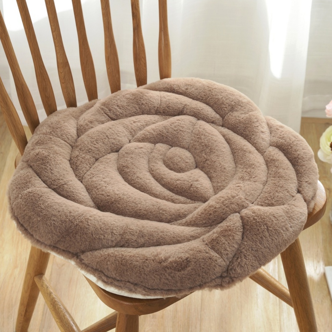 Plush Rose Flower Chair Pad Thickened Anti Slip Seat Cushion