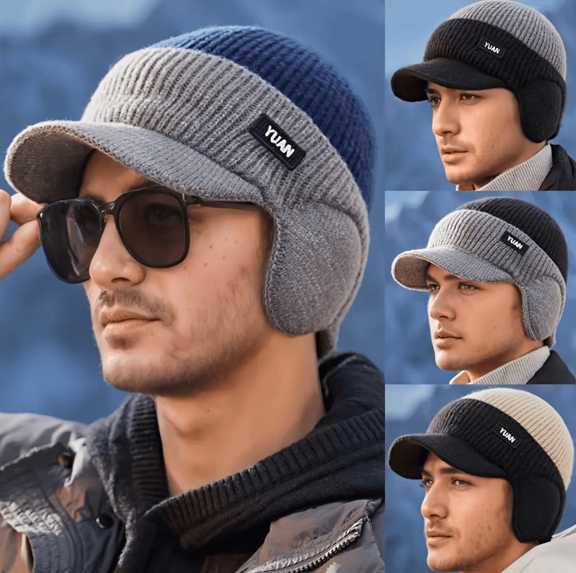 Winter Thermal Knitted Baseball Cap – Thickened Windproof Ear Protection Beanie for Outdoor Sports