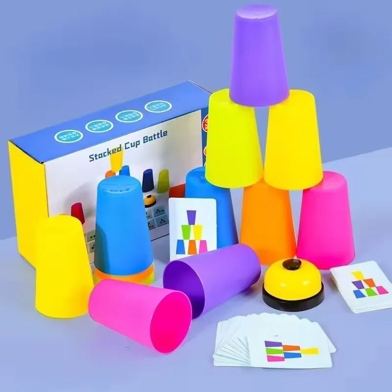 Montessori Toys Stack Cup Game With Card Educational Logic Training Children Gift