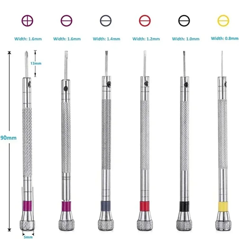 Watch Repair Screwdriver Set 1/32–1/16 inches Steel with Mini Link Pins for Band Removal, Watchmaker Tool Kit Portable