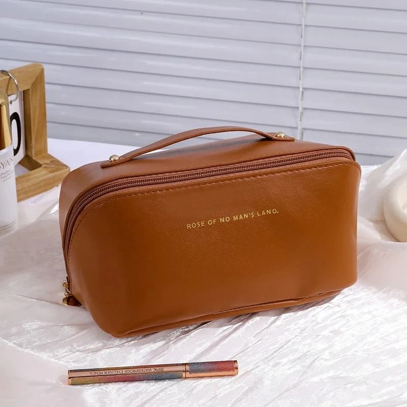 Mens Business PU Leather Travel Toiletry Bag