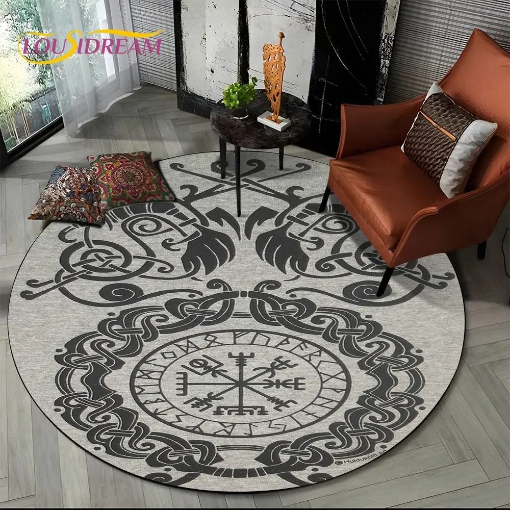 Viking Yggdrasil & Valknut Round Area Rug