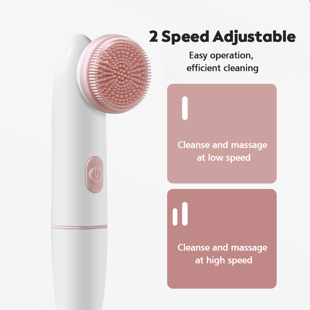 Waterproof Electric Facial Cleanser, 2 Speed Vibrating Face Brush, Battery Powered Massaging Device