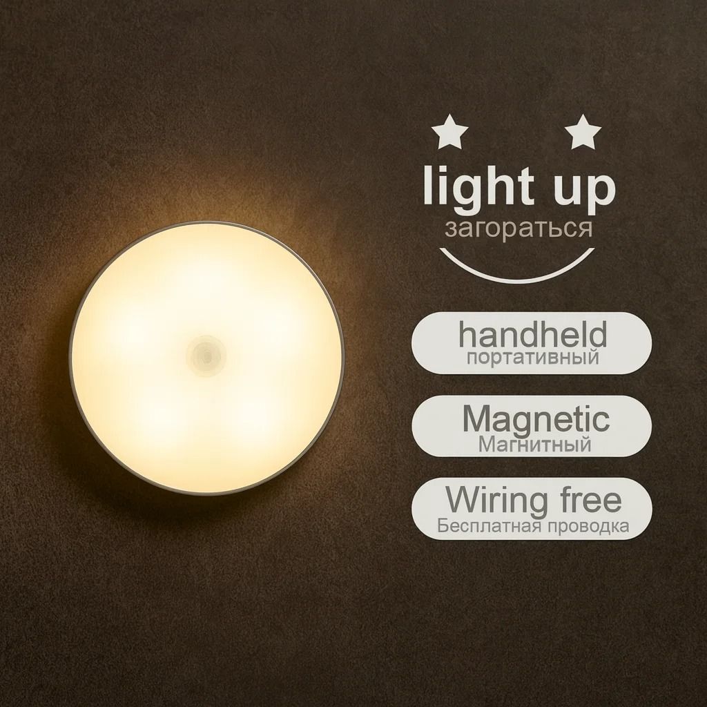 USB Rechargeable LED Night Light Motion Sensor Magnetic Wireless Lamp