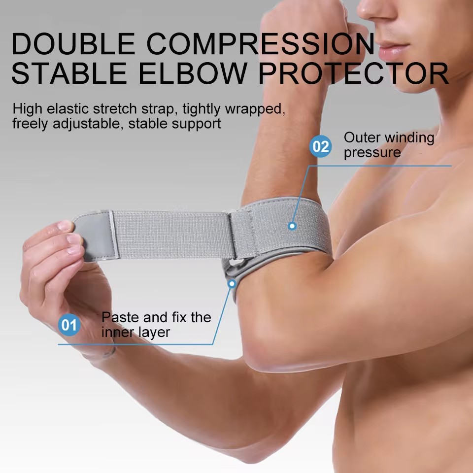 Compression Pad Relieves Tendonitis, Breathable Tennis Elbow Brace, Adjustable Golf Elbow Forearm Brace Strap