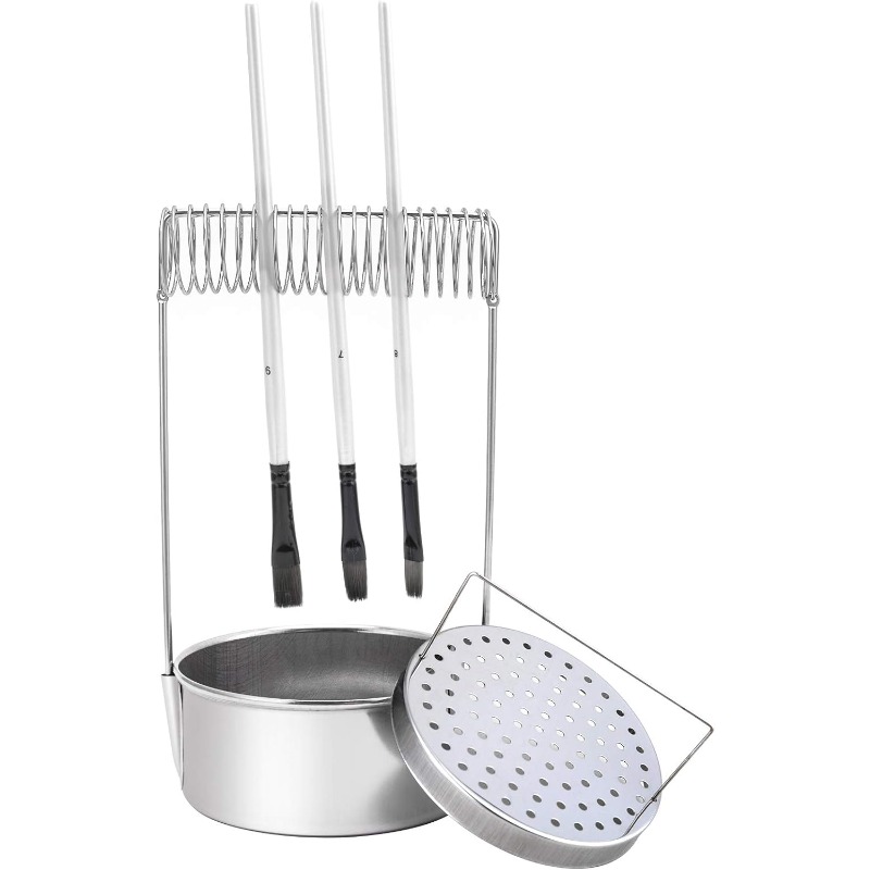 Stainless Steel Portable Artist Brush Washer with Wash Tank Removable Screen Brush Holder Paint Brush Cleaner