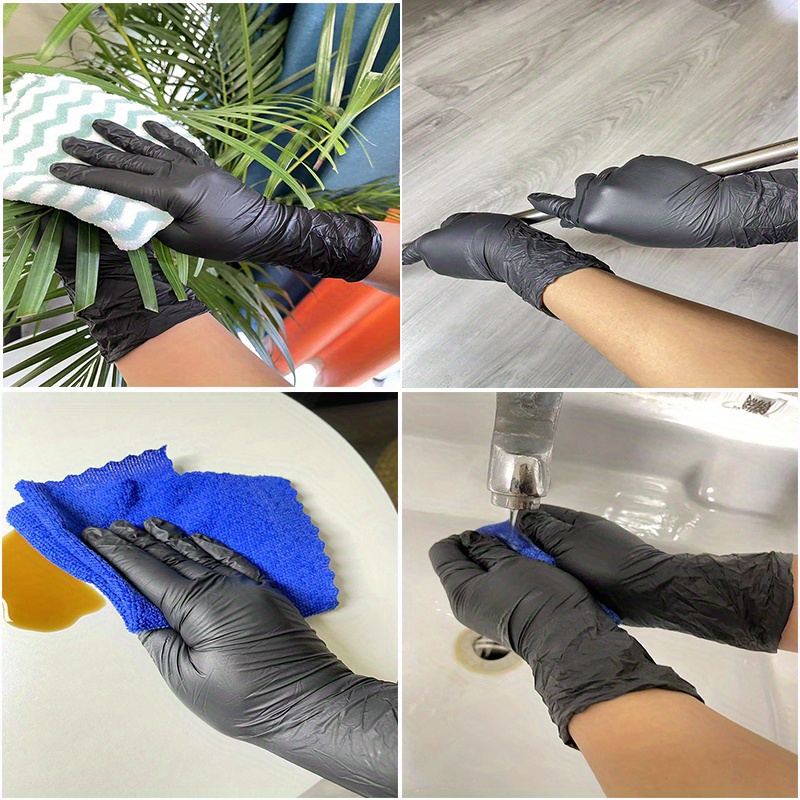 Thickened Black Nitrile Gloves Disposable, Waterproof, Tattoo Dishwashing Gloves