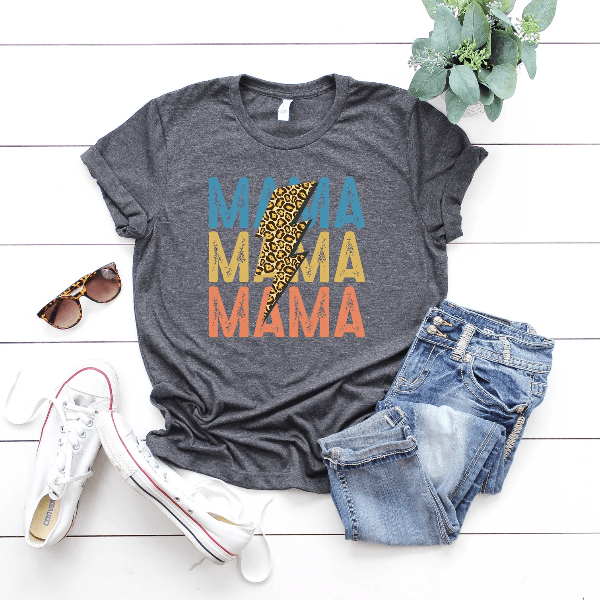 Leopard Mama Shirt Retro Vintage Mom Life Tee Cute Mothers Day Gift for Mom