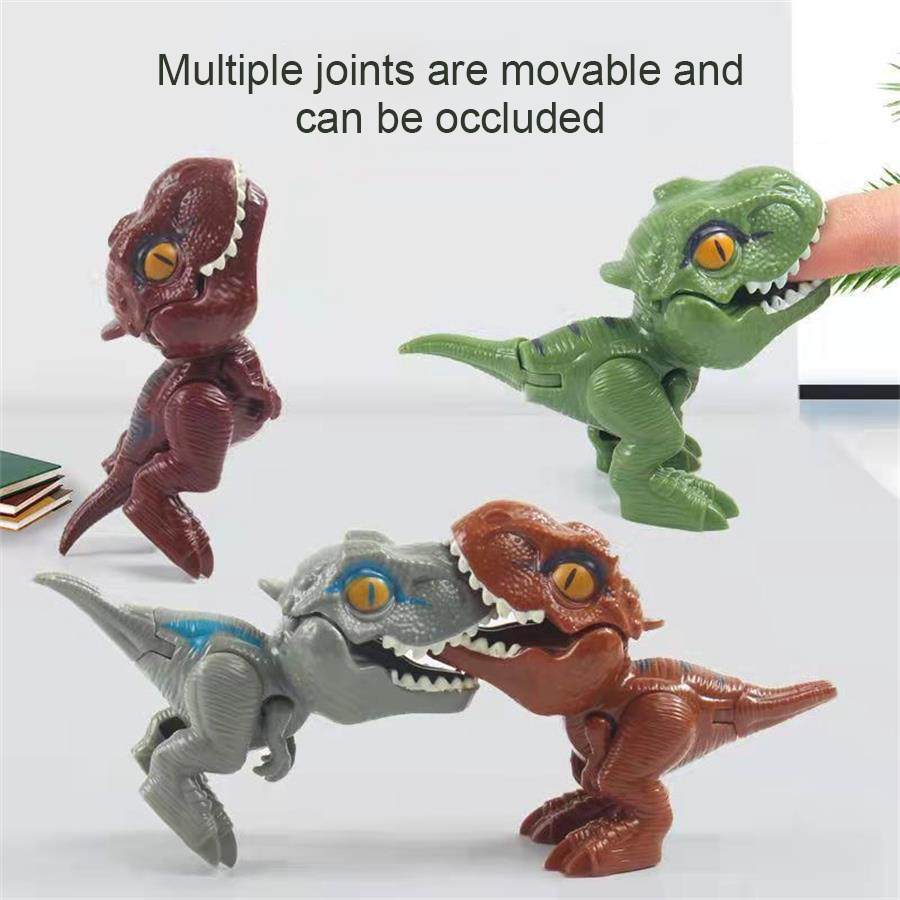 Funny Mini Cartoon Dinosaur Toy Plastic Tyrannosaurus Finger Puppet, Jointed Animal Hand Doll Prop
