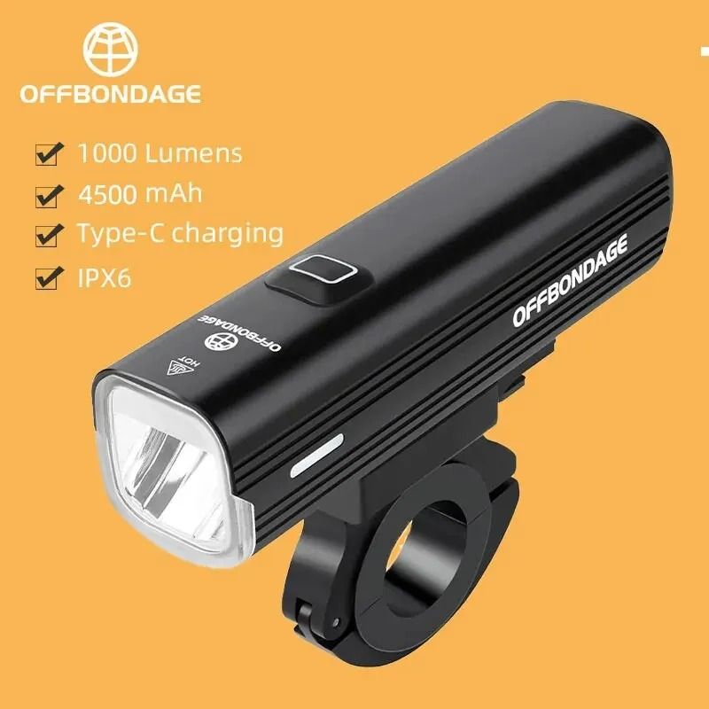 OFFBONDAGE 1000LM High-Intensity Bicycle Headlight | 4500mAh Power Bank & USB Rechargeable MTB/Road Light