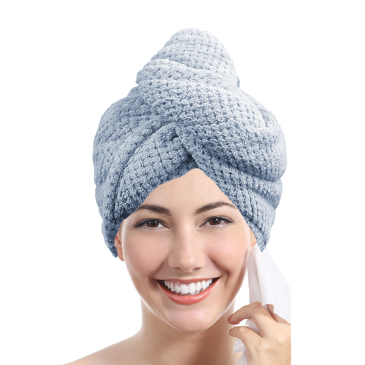 Quick Dry Hair Towel Wrap with Button Soft Microfiber Hair Turban Towel