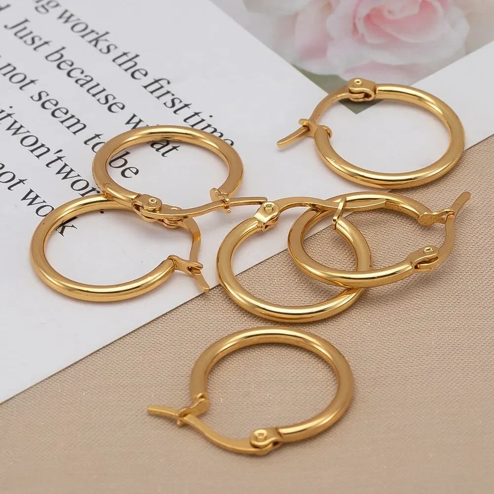 10-Pack 20mm Stainless Steel Open Hoop Earrings for DIY Jewelry Making & Crafts
