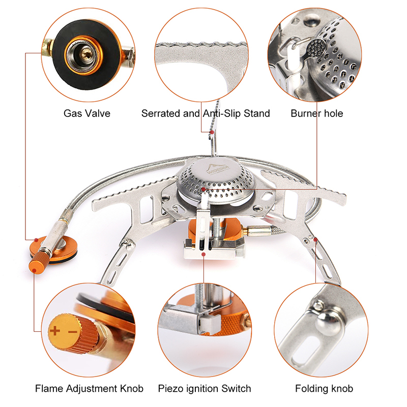 Portable Camping Gas Stove Burner for Outdoor Cooking Strong Fire Heater for Picnic, Survival, and Hiking