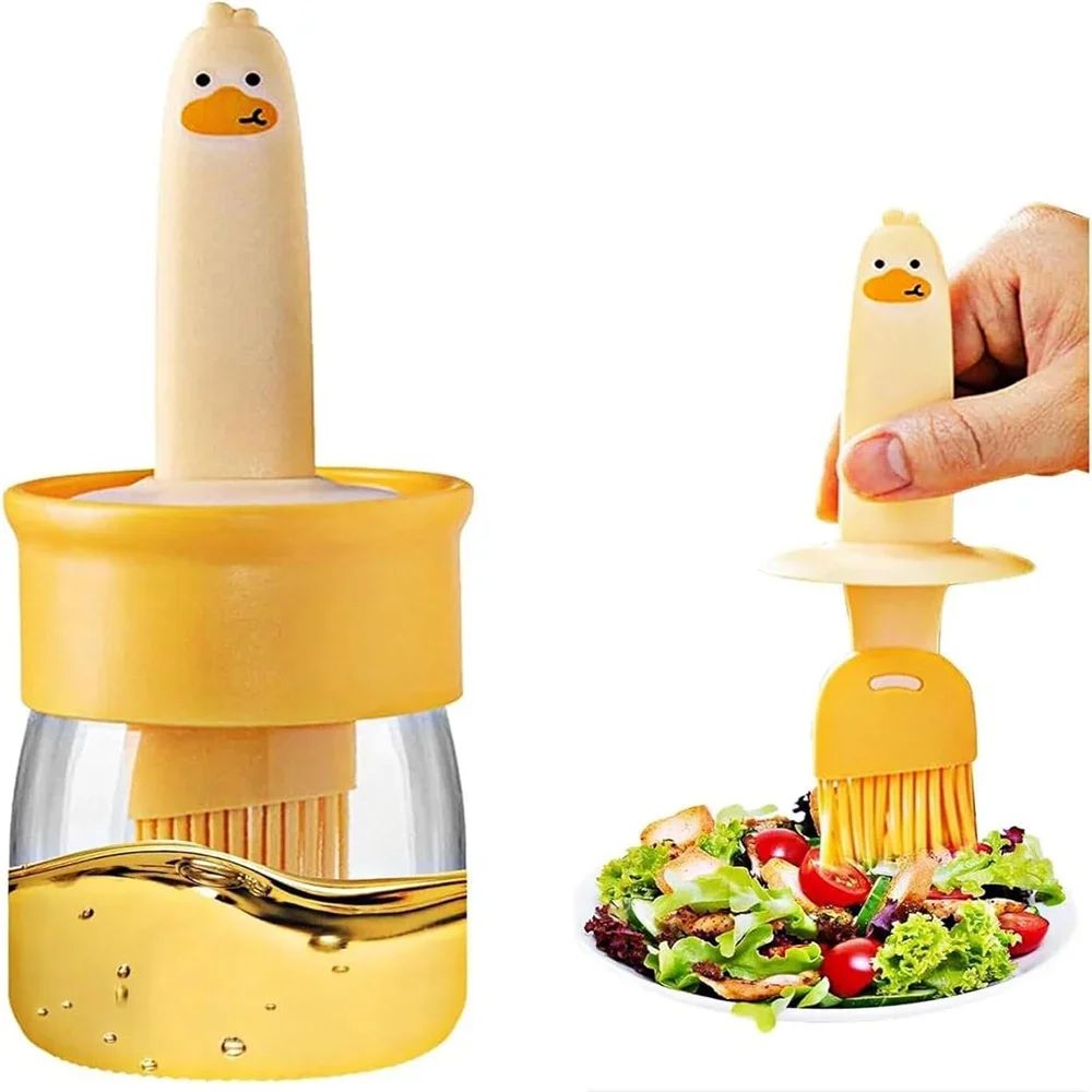2-in-1 oil dispenser bottle with brush, Heat-Resistant Silicone Basting Brush & Mess-Free cooking oil bottle