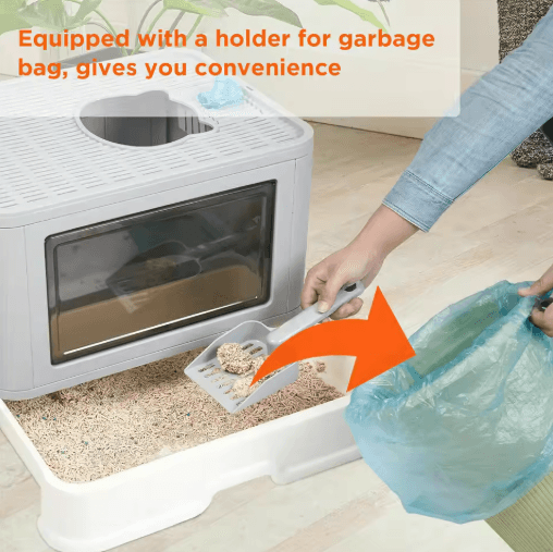 Foldable Enclosed Cat Litter Box with Top Exit Space Saving enclosed cat litter box with Scoop