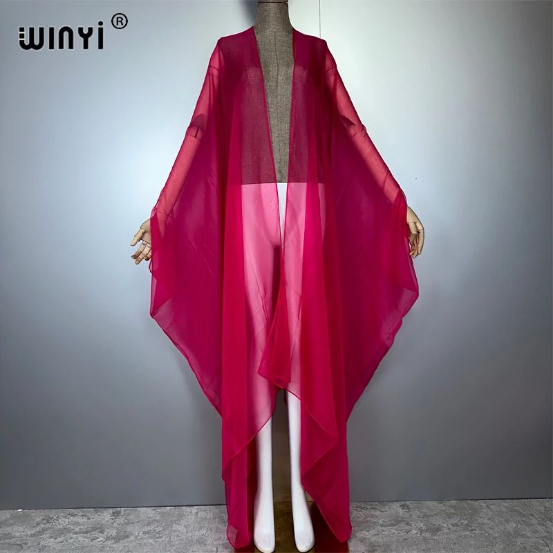 Sheer Monochrome Kimono Beach Cover Up