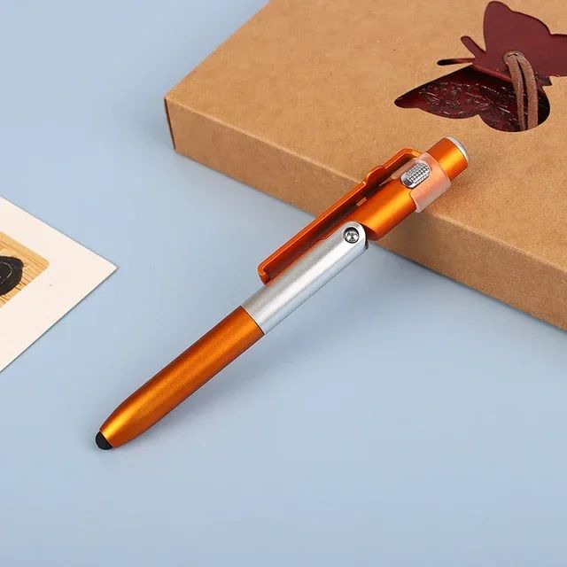 4-in-1 Multifunction Stylus Ballpoint Pen – Foldable Phone Holder, Flashlight & Touchscreen Pen