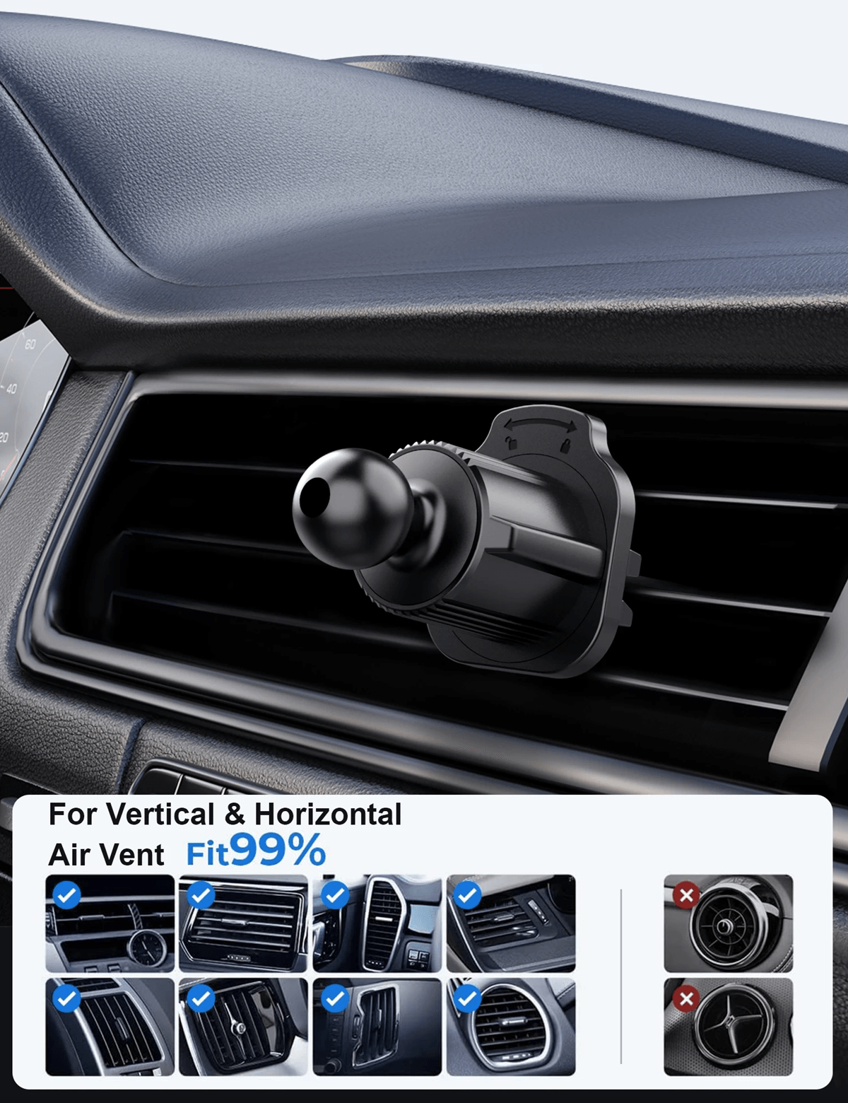 Universal 360 Degree Magnetic Car Vent Phone Holder Powerful 6-Magnet Secure Mount