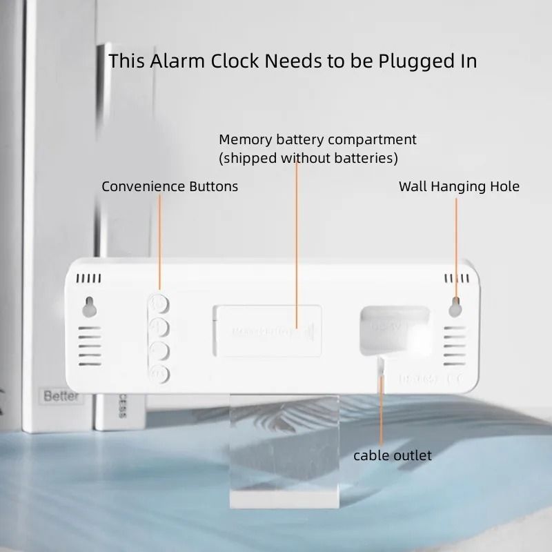 Smart LED Wall Clock Silent Digital Desk Clock with Thermometer Calendar