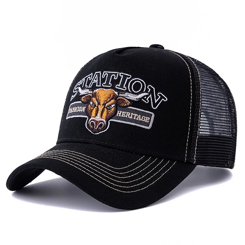 Bulls Head Mesh Trucker Hat – Adjustable Snapback Summer Baseball Cap