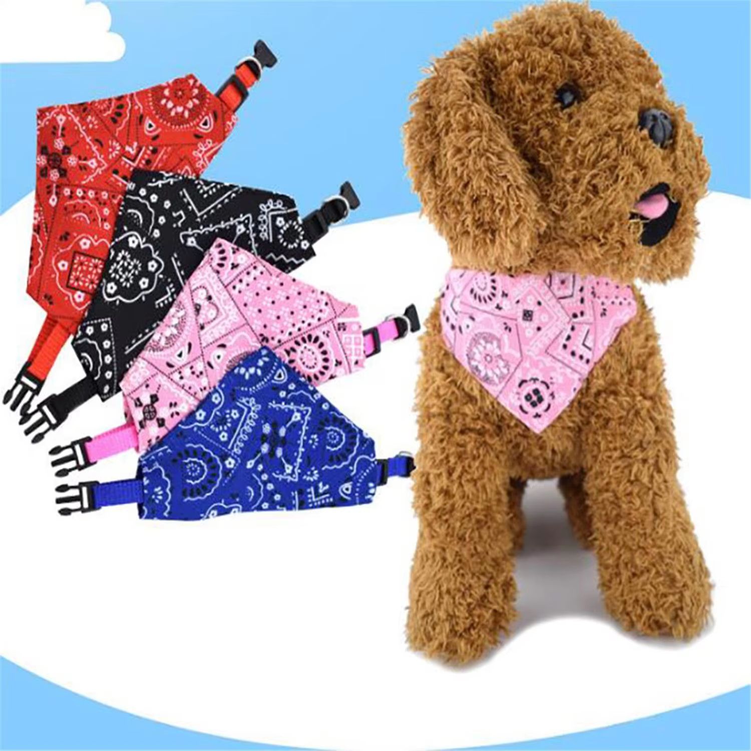 Adjustable Pet Bandana Collar Washable Triangular Dog and Cat Scarf for Dress Up and Everyday Wear