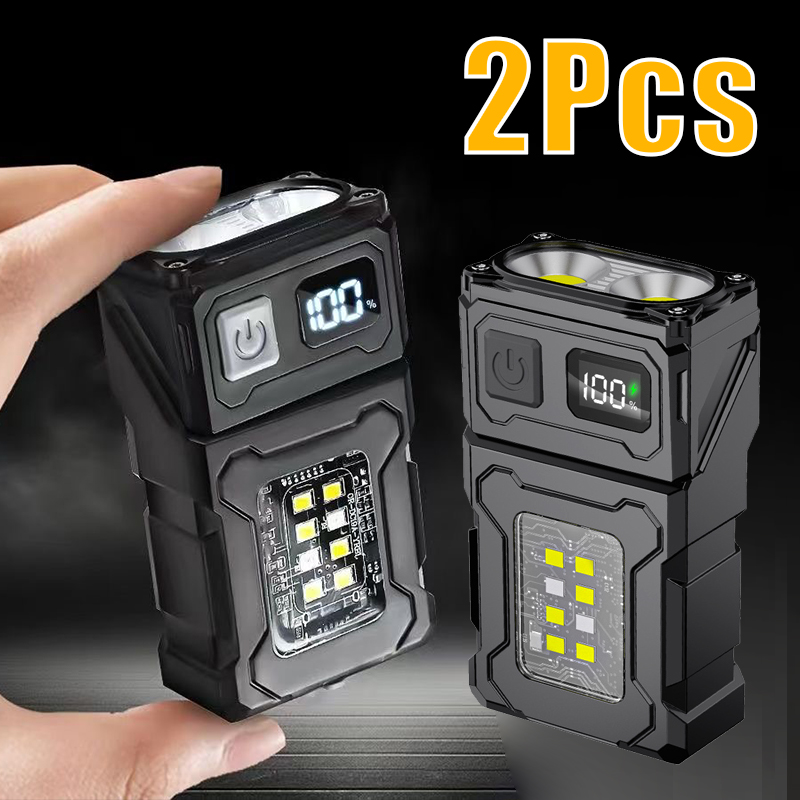 USB Rechargeable Mini LED Flashlight with Magnetic Tail & COB Emergency Light
