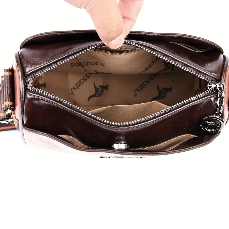 Elegant Water-Resistant Crossbody Handbag with Adjustable Strap & Zipper Closure