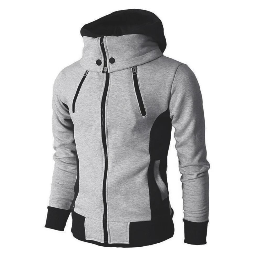 Men Slim Fit Fleece Bomber Jacket with Scarf Collar and Hood