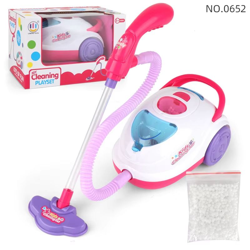 Kids' Electric Pretend Vacuum Cleaner Toy With Lights And Broom Set