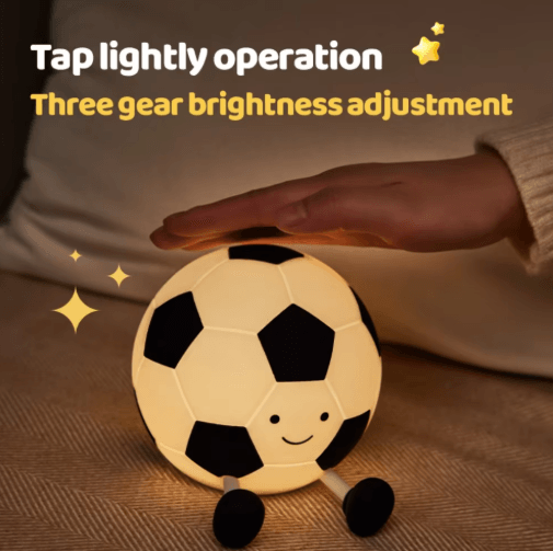 Football Silicone Night Light with Dimmable Glow & Rechargeable Bedside Design