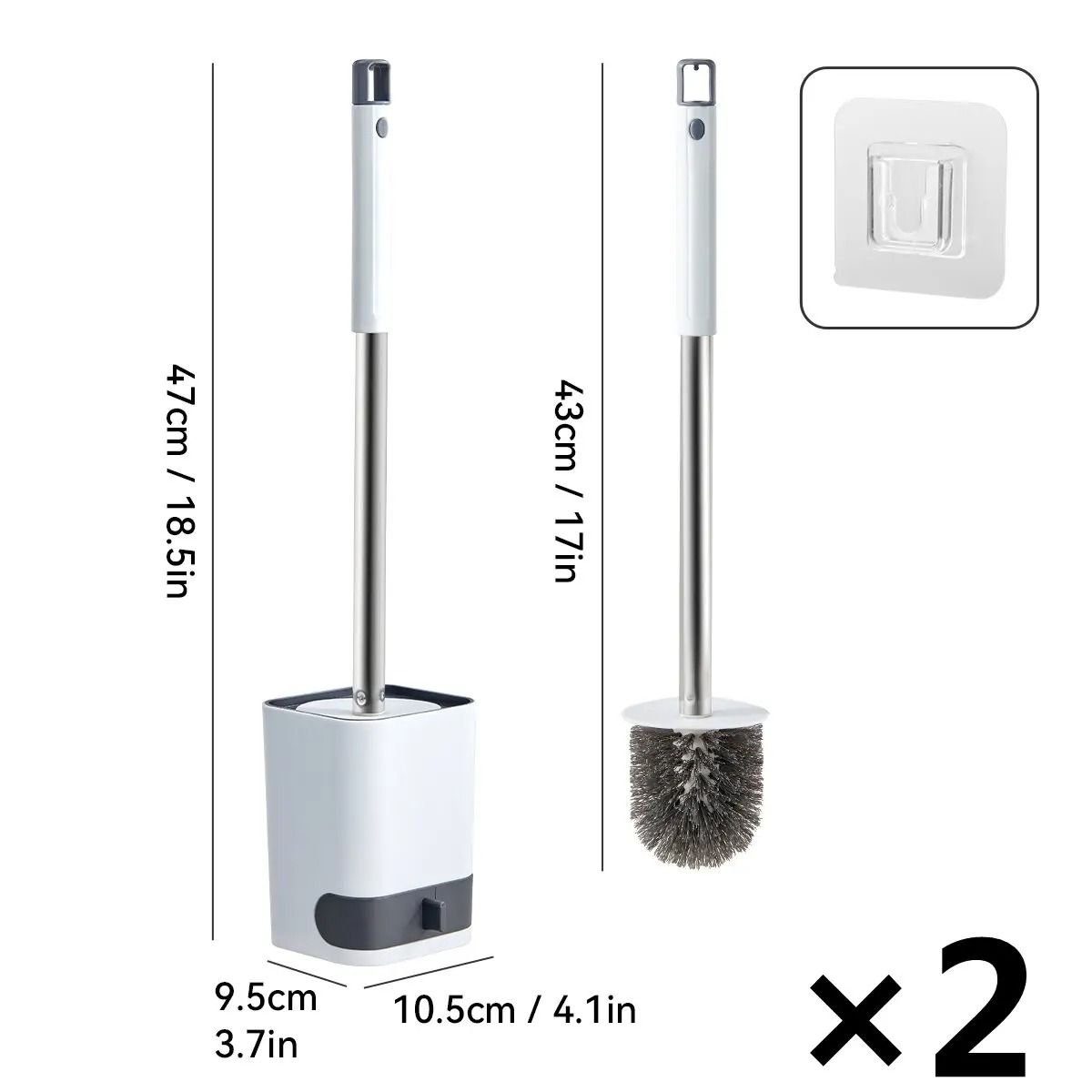Punch Free Wall Mounted Toilet Brush with Holder Long Handle Bathroom Cleaner
