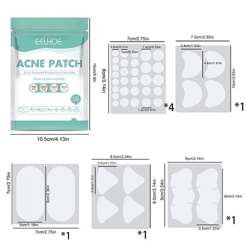 Acne Pimple Patches 132 PCS Hydrocolloid Invisible Skin Care Stickers