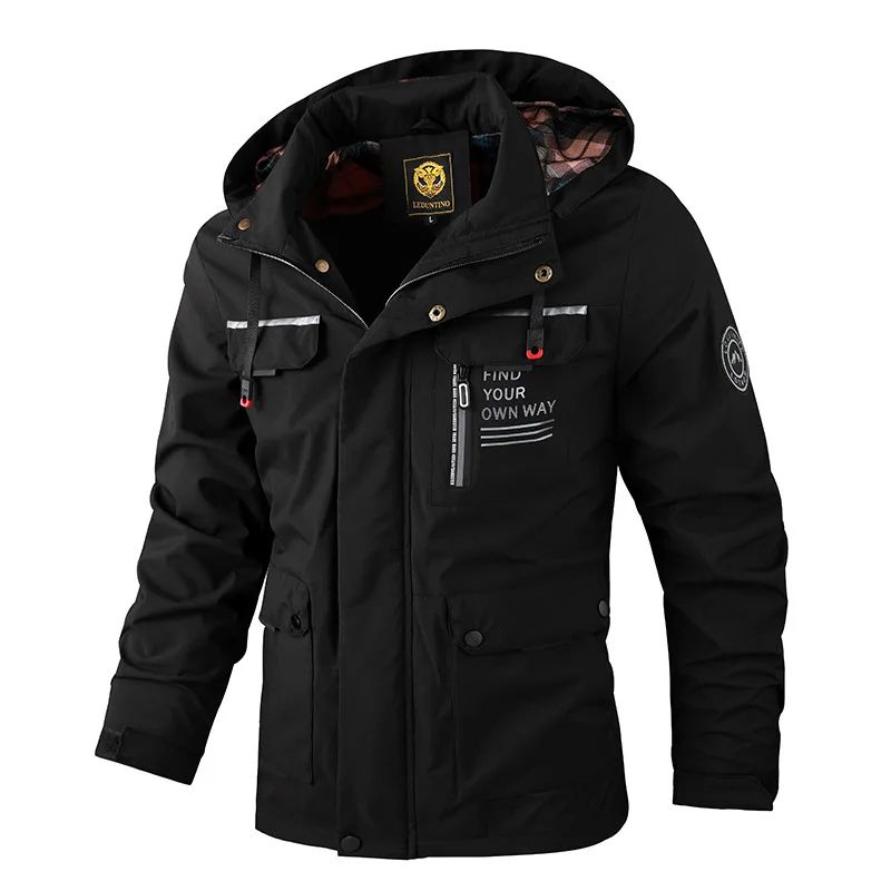 Mens Casual Waterproof Windbreaker Hooded Soft Shell Winter Jacket