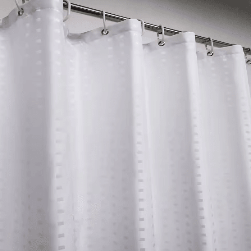 Hotel-Grade Water Repellent Polyester Shower Curtain – Durable Fabric Bathroom Liner with Weighted Bottom