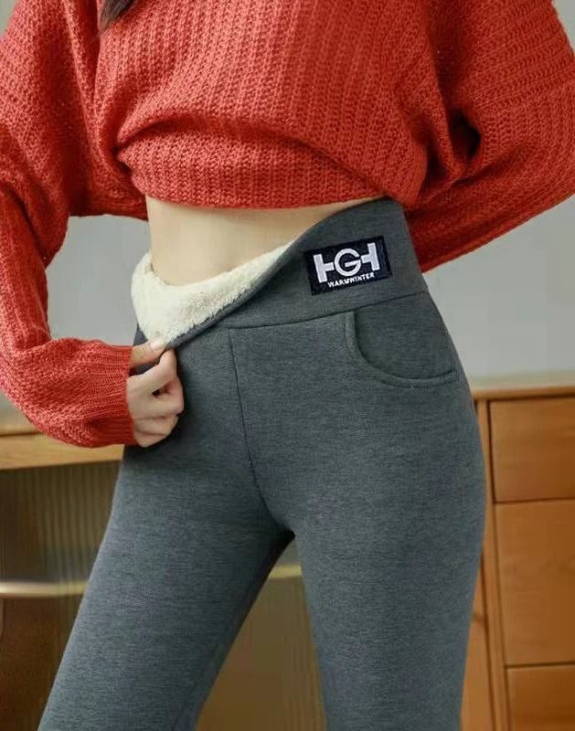 High Waist Fleece Lined Winter Leggings with Pocket and Butt Lift