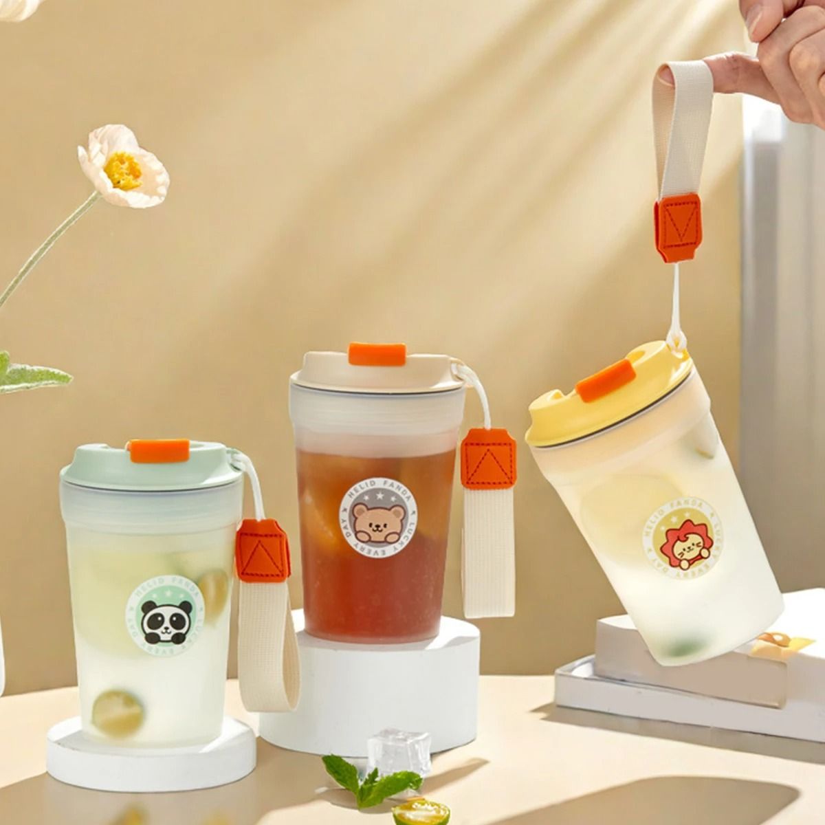 Portable Plastic Water Bottle with Rope Leak Proof Travel Tumbler for Kids