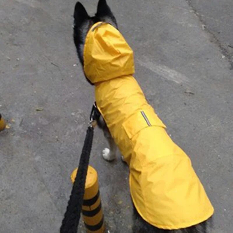 Durable Dog Raincoat with Hoodie & Reflective Stripe - Waterproof Pet JackeT