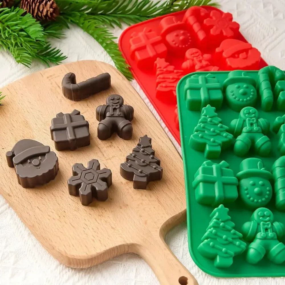 Christmas Silicone Chocolate Mold Set – 3D Christmas candy mold for Snowflakes, Candy Canes, Snowmen & Gingerbread