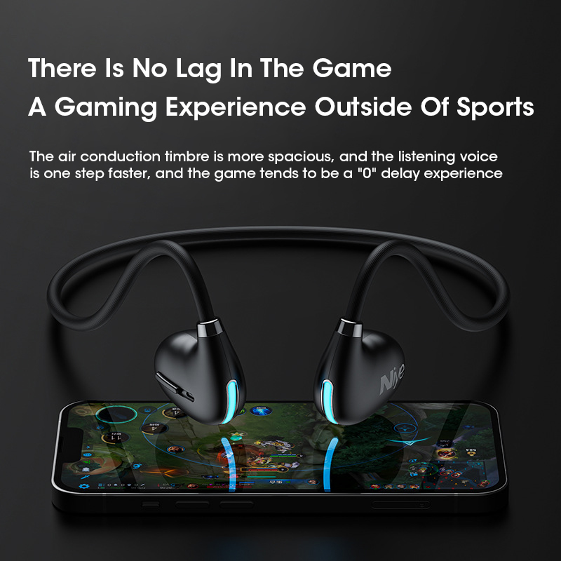 Wireless Bluetooth Air Conduction Headphones with Mic Non-ear-wearing Sports and Running