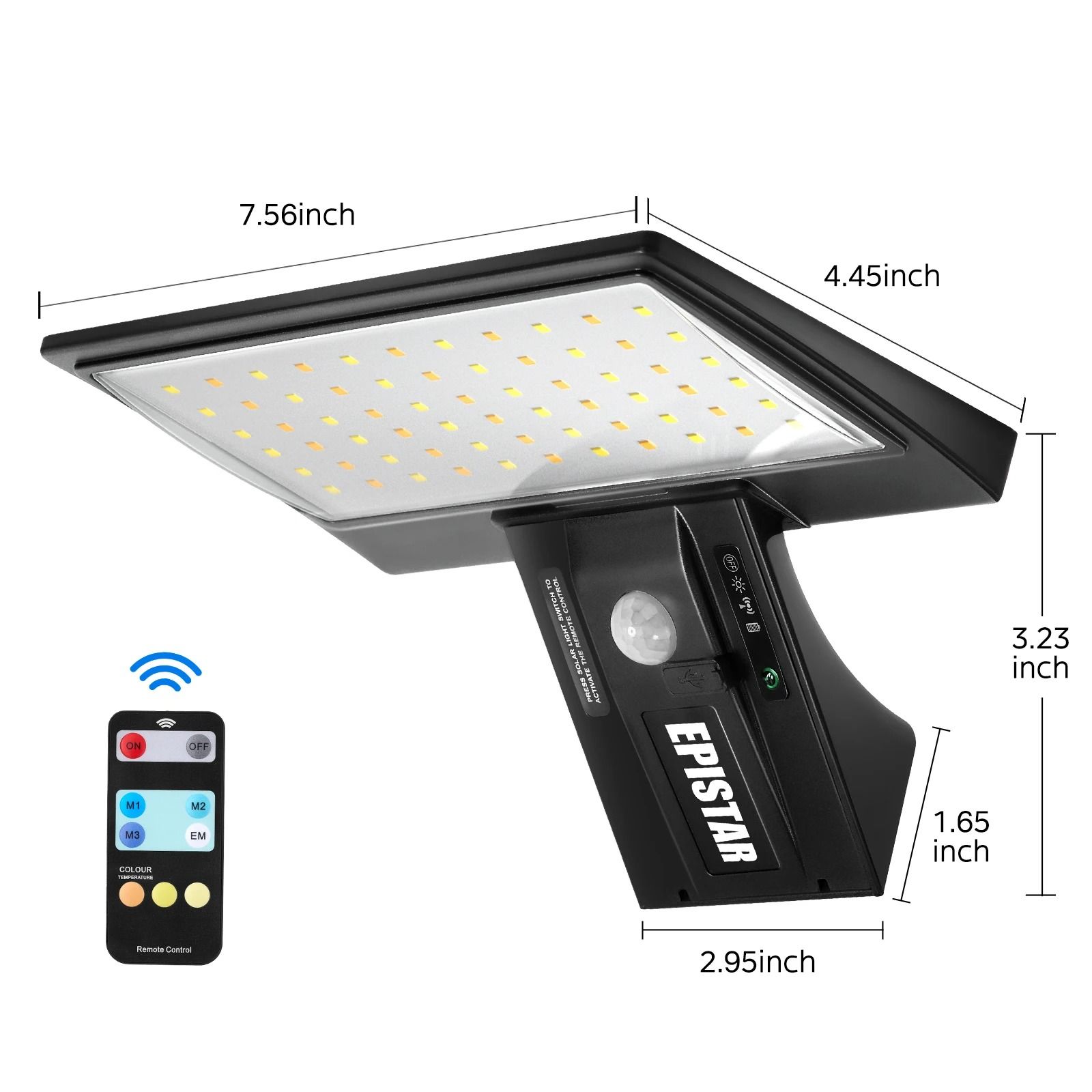 Solar Motion Sensor Flood Wall Light with Three Color Modes