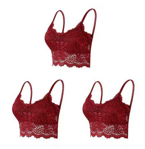 3-Piece Seamless Wireless Lace Bralette Set